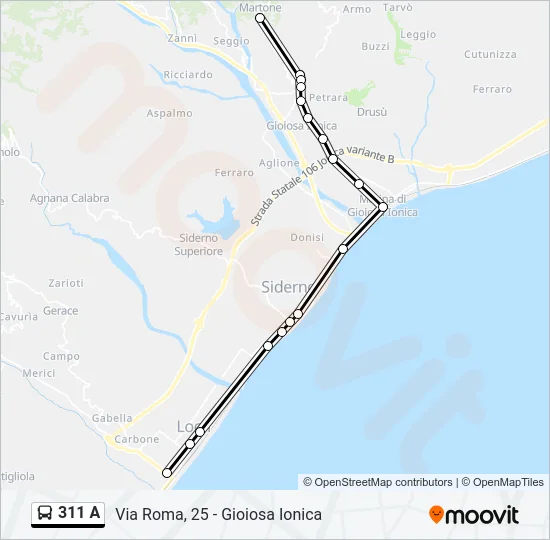 311 A Bus Line Map