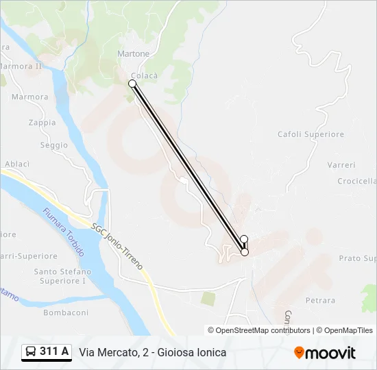 311 A Bus Line Map
