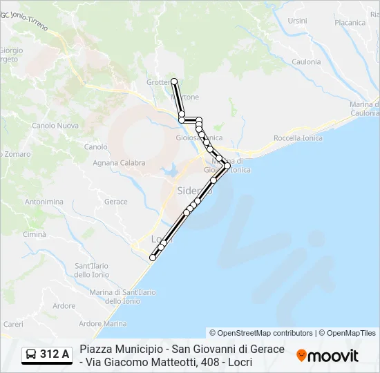 312 A Bus Line Map