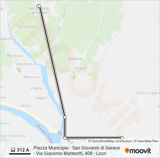 312 A Bus Line Map