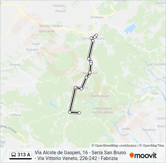313 A Bus Line Map