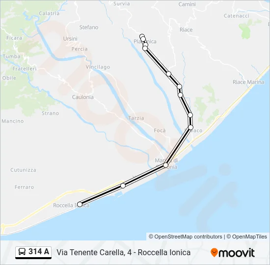 314 A Bus Line Map