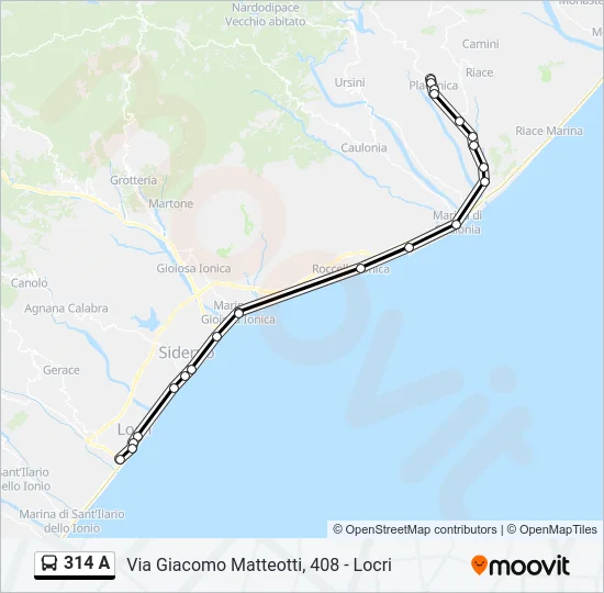 314 A Bus Line Map