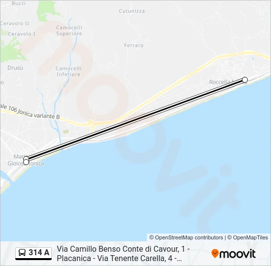 314 A Bus Line Map