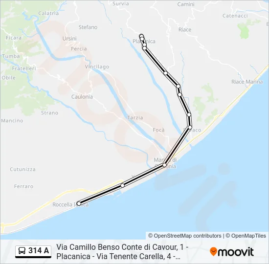 314 A Bus Line Map