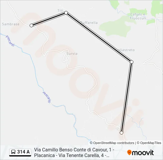 314 A Bus Line Map