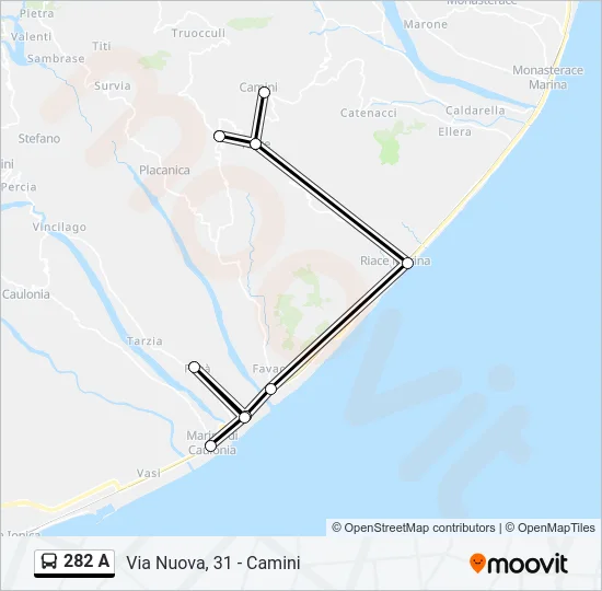 282 A Bus Line Map
