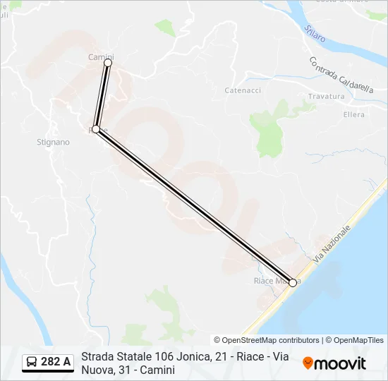 282 A Bus Line Map