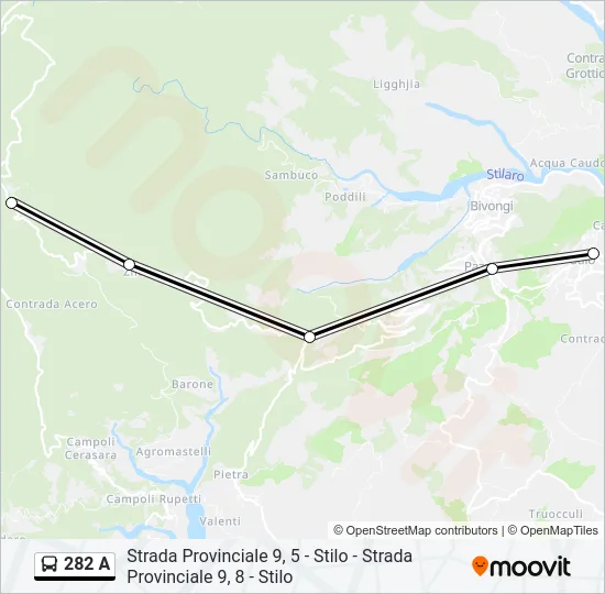 282 A Bus Line Map