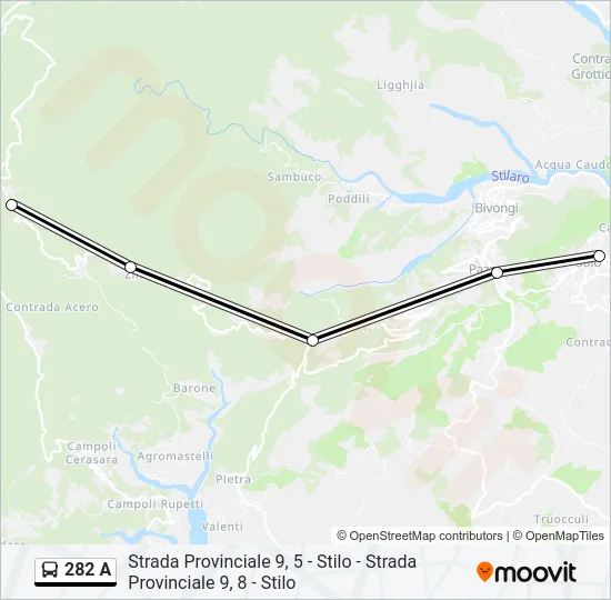 282 A Bus Line Map