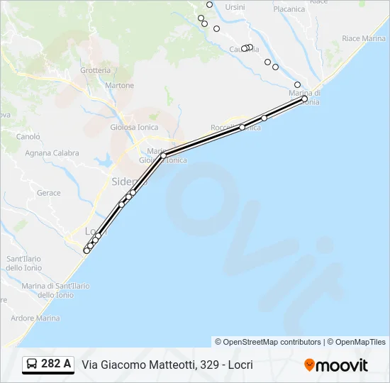 282 A Bus Line Map
