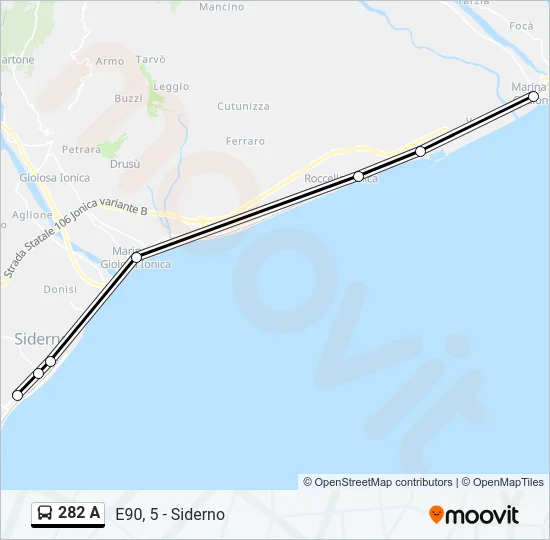282 A Bus Line Map