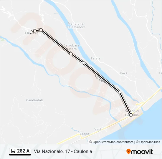 282 A Bus Line Map
