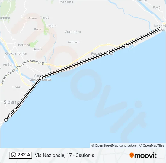 282 A Bus Line Map