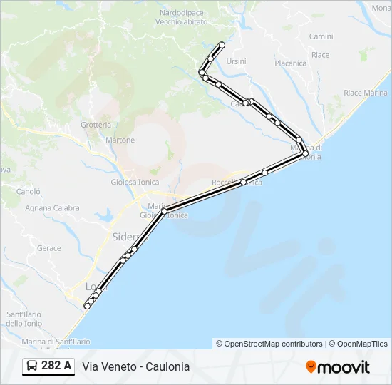 282 A Bus Line Map