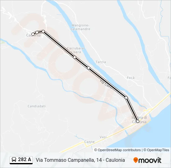 282 A Bus Line Map