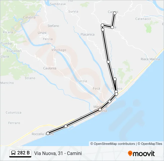 282 B Bus Line Map