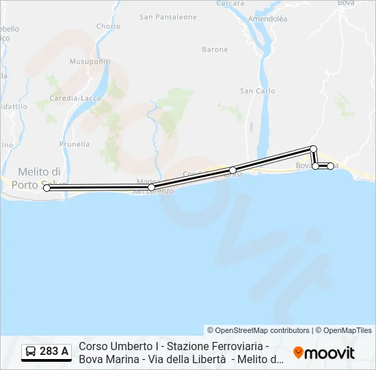 283 A Bus Line Map