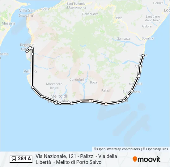 284 A Bus Line Map