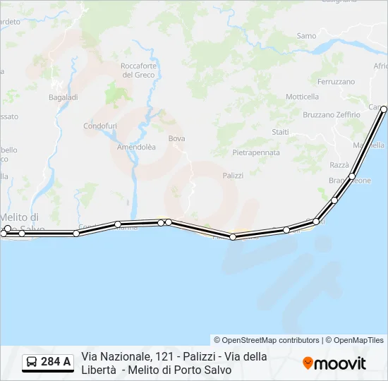 284 A Bus Line Map