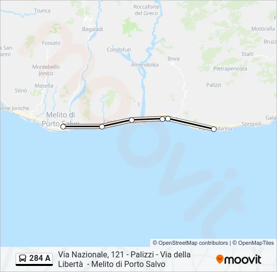284 A Bus Line Map