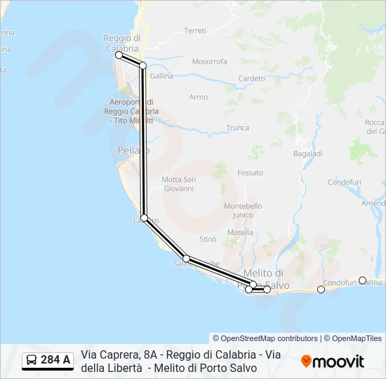 284 A Bus Line Map