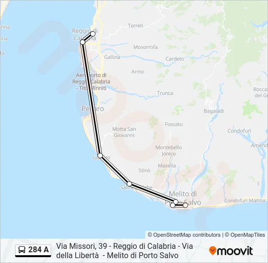 284 A Bus Line Map