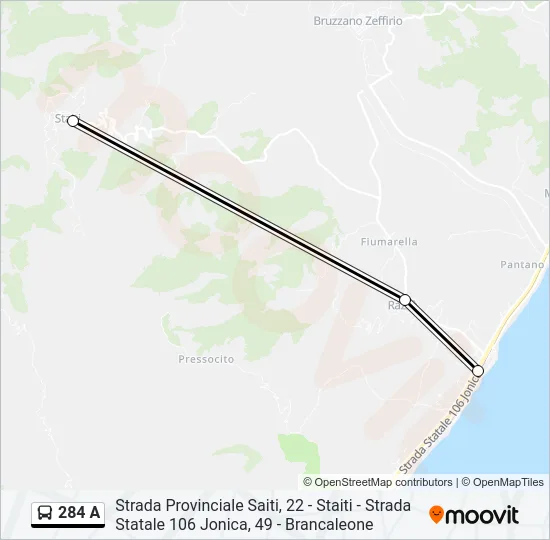 284 A Bus Line Map