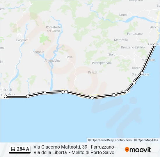 284 A Bus Line Map