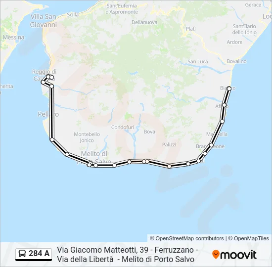 284 A Bus Line Map