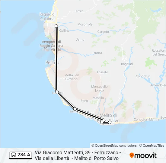 284 A Bus Line Map