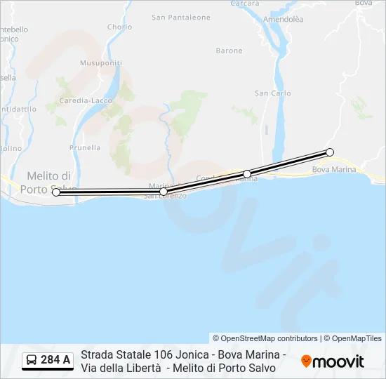284 A Bus Line Map