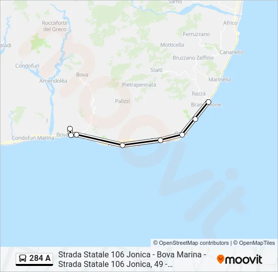 284 A Bus Line Map
