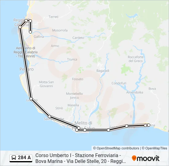 284 A Bus Line Map