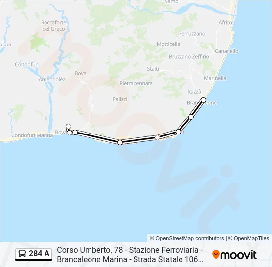 284 A Bus Line Map