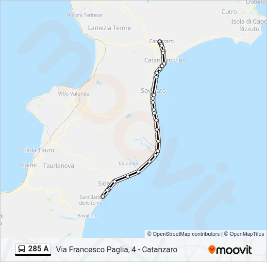 285 A Bus Line Map