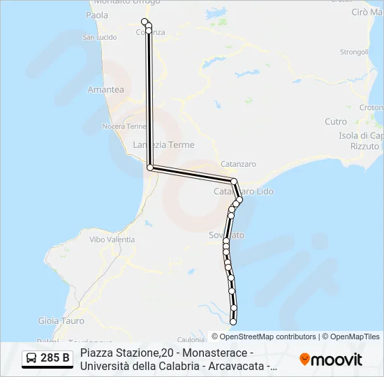 285 B Bus Line Map