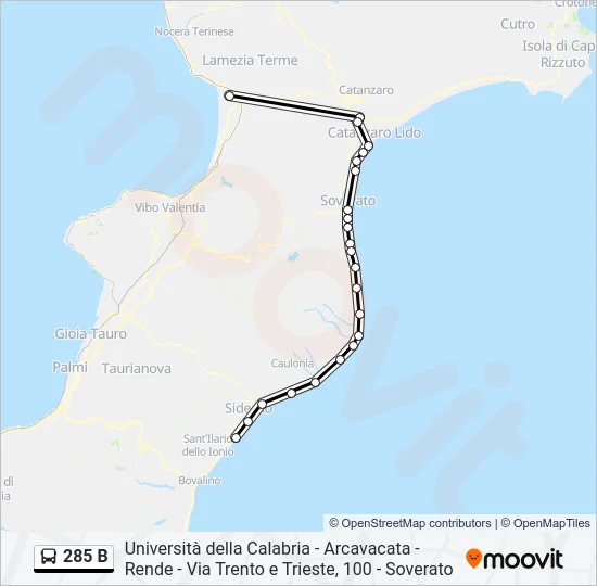 285 B Bus Line Map