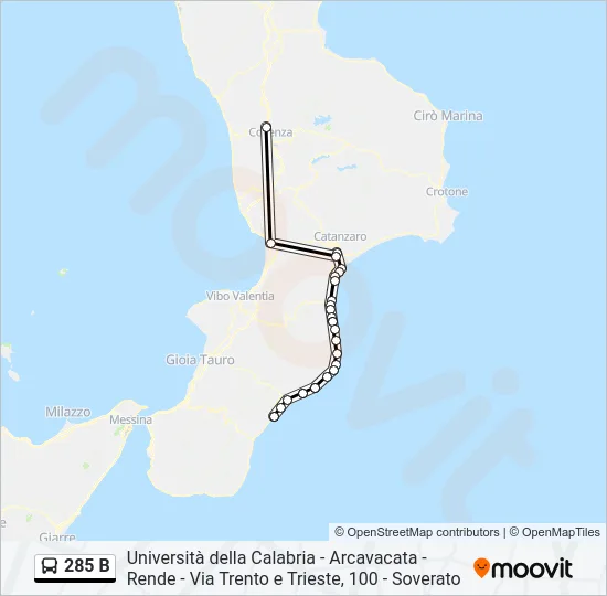 285 B Bus Line Map