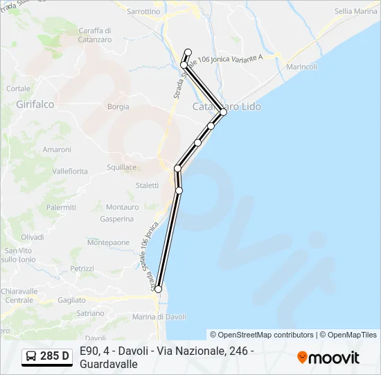 285 D Bus Line Map