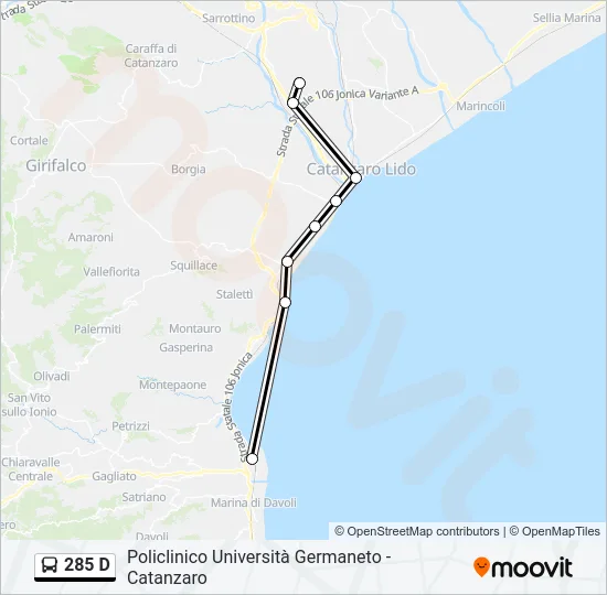285 D Bus Line Map