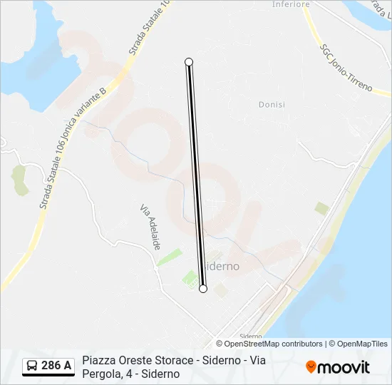 286 A Bus Line Map