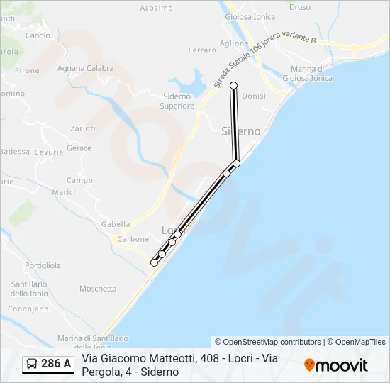 286 A Bus Line Map