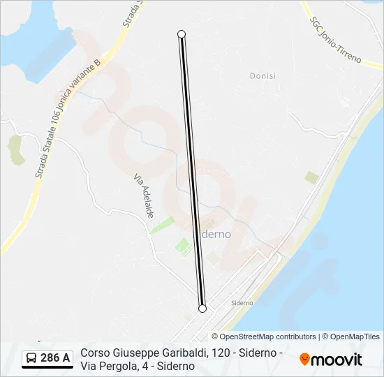 286 A Bus Line Map