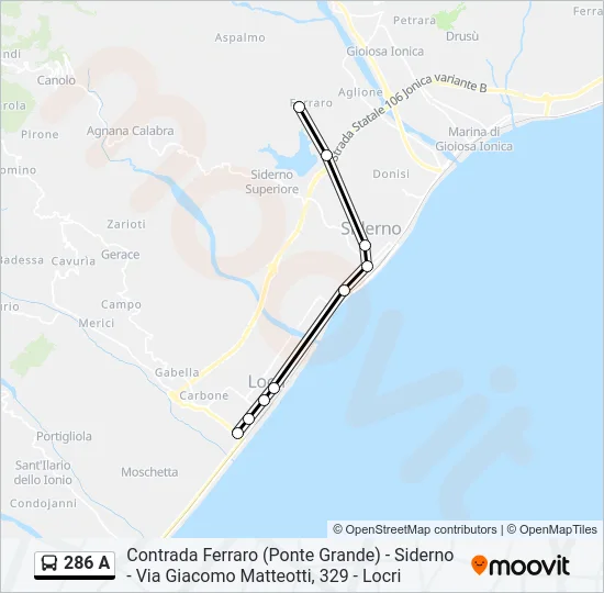 286 A Bus Line Map