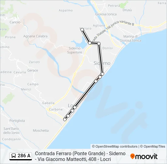 286 A Bus Line Map