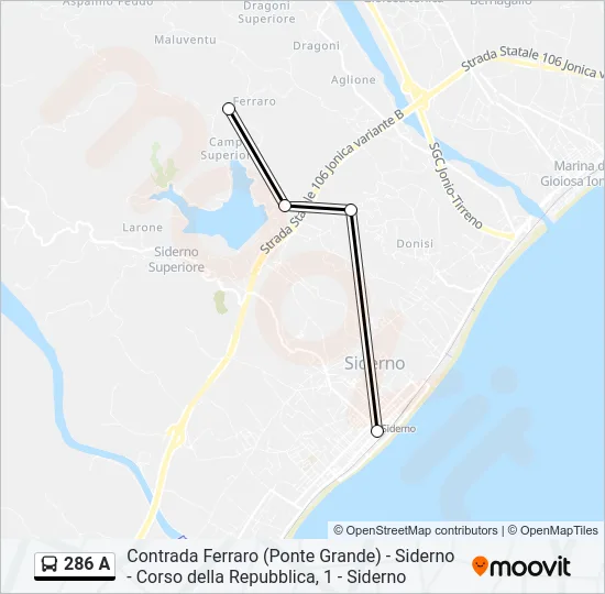 286 A Bus Line Map
