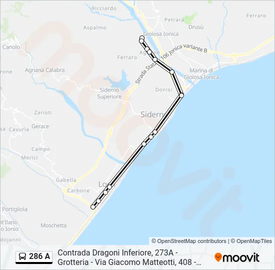 286 A Bus Line Map