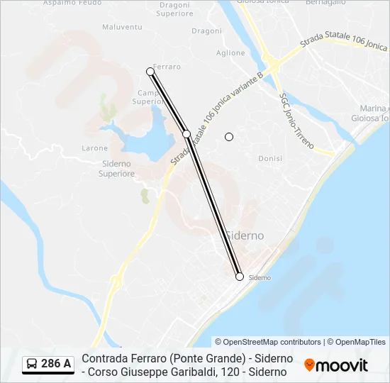 286 A Bus Line Map