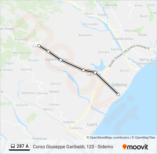 287 A Bus Line Map